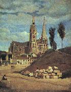  Jean Baptiste Camille  Corot Chartres Cathedral oil painting reproduction